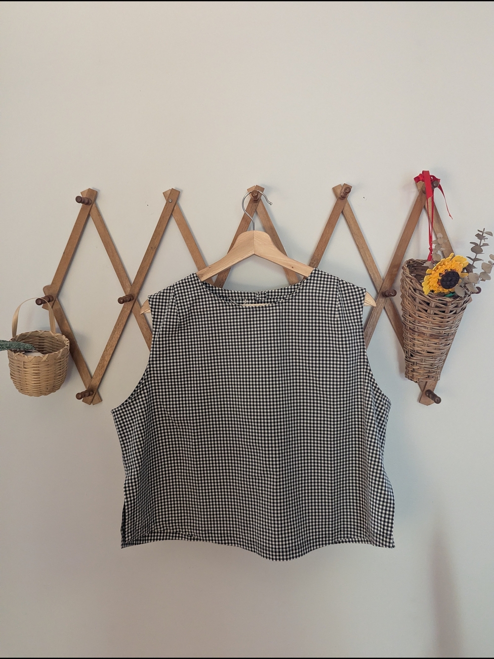 Sleeveless Gingham Crop Top